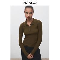 MANGO 女装毛针织衫2025秋装羊毛混纺Polo领罗纹毛衣