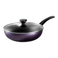 美的（Midea）炒锅 不粘锅 电磁炉炒锅 平底炒菜锅易清洁少油烟轻便明火燃气灶 【适合2-4人】红色有盖 30cm