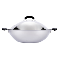 美亚（MEYER）SilverStone思乐顿无涂层三层复合不锈钢炒锅圆底平底爆炒炒锅 不锈钢炒锅【电磁炉通用】 38cm