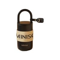 名创优品(MINISO)保温杯304不锈钢水杯高颜值精致女孩便携咖啡杯 酷炫黑400ML【赠背带+杯套】