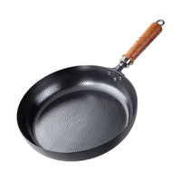 三本盛平底锅煎锅日本无涂层高纯铁不粘锅铁锅家用燃气灶明火锅 手打纹平底锅28cm【3-5人】