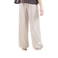 迪士尼女童裤子春装2025儿童休闲卫裤宽松薄款大童防蚊裤洋气运动裤 米灰 LKZ1555 150 cm 适合140-150