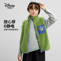 迪士尼(Disney)童装儿童时尚舒棉绒马甲外套加绒厚2025秋冬时尚洋气卡通上衣 深芥末绿 【加绒加厚】 110 【身高约105-115cm体重30-40斤】