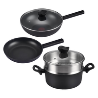 京东京造 黑晶不粘炒锅 三件套磁炉通用