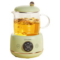 菲森客一人食饮养生壶煮茶器全玻璃杯身迷你恒温壶办公室多功能花茶壶烧水壶 【升级不焦绿款】壶底纯手工制作镜面玻璃 0.6L