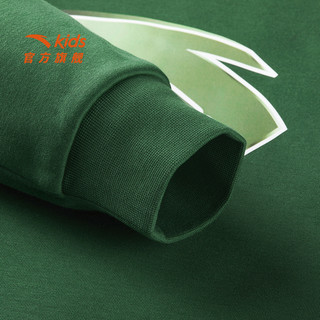 安踏儿童加绒卫衣男童针织套头衫冬保暖抗寒女童运动卫衣 暖玉绿-4