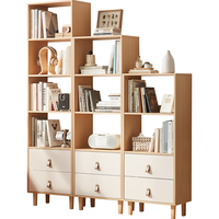 林氏家居简约北欧三层书柜实木脚自由组合格子柜书架林氏木业MQ1X MQ4X-A 0.8m书柜