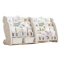 babyviva 儿童书架玩具收纳架一体宝宝绘本架落地书柜置物架小型家用二合一 蓝色5层 :【4层书架+1层收纳架】