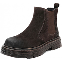 百丽（Belle）张凌赫同款男鞋休闲靴2025冬季新商场款切尔西靴加绒8WA01DD5 棕色-绒里 43 (265mm)