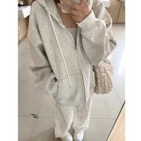 连帽灰色卫衣外套女秋冬季拉链2025宽松休闲开衫薄款上衣潮牌