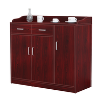 ZUOSHENG 佐盛 办公柜现代简约木质储物柜矮柜收纳酒水茶水柜碗柜富贵红色 三门双抽款