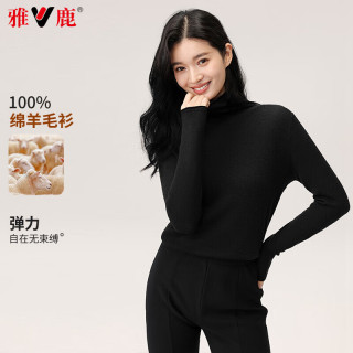 雅鹿 羊毛衫女100%纯羊毛高领 多色