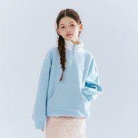 笛莎童装女童加绒卫衣冬季大童女孩儿童加厚外套上衣 纯净蓝