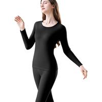 宜而爽男士保暖内衣男女羊绒蚕丝双面磨绒秋衣秋裤冬季打底衫保暖套装男 女款黑色 【上衣+裤子】 XL