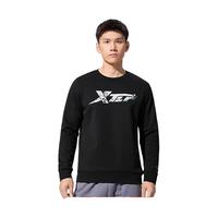 特步钜惠卫衣百搭上衣宽松休闲打底衫卫衣卫裤运动服长袖t恤衫 正黑色-冬款加绒 L