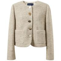 三彩 【绵羊毛】2025冬款香风毛呢外套圈圈呢圆领短款大衣M