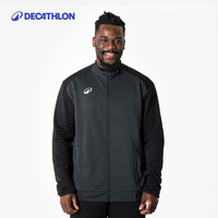迪卡侬运动夹克男士足球训练外套户外跑步服休闲保暖上衣男SAT5 经典黑