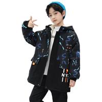男童加绒外套秋冬款2024冬季加厚派克服中大童洋气儿童装