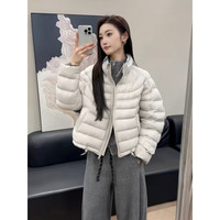 MODX泡芙排骨羽绒服女短款2025冬季新款韩版宽松小个子白鸭绒轻薄外套