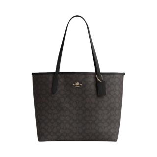 COACH/蔻驰经典老花女士托特包大容量单肩手提 CV976 深棕色