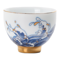 午间 踏浪陶瓷茶具个人杯白瓷品茗杯单杯功夫茶碗小茶杯主人杯茶盏 踏浪_凝心杯