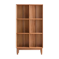 源氏木语实木书柜收纳柜一体展示柜樱桃木格子柜原木置物架矮书架0.7米