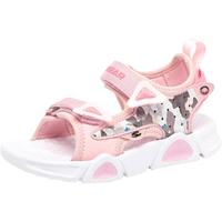 哈比熊童鞋夏季男童凉鞋女童露趾休闲鞋儿童凉鞋轻便沙滩鞋AU7321 粉色31码 粉色(迷彩)