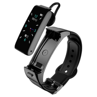 彬格 智能手机通用智能手环蓝牙耳机二合一可通话多功能运动计步器腕表 黑胶