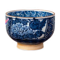 美浓烧（Mino Yaki）青釉祥瑞花鸟茶杯家用宫廷风个性陶瓷杯子茶具 祥瑞花鸟