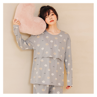 米度丽 月子服秋冬产后冬季纯棉睡衣女春秋哺乳喂奶家居服春装