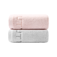 洁丽雅毛巾不掉毛A类新疆棉 洗澡洗脸纯棉毛巾柔软洗脸吸水74*34cm 120g 0掉毛-粉/浅灰2条装