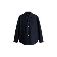 HM男装衬衫秋季时尚休闲长袖翻领纽扣领通勤牛津衬衣上衣1257417