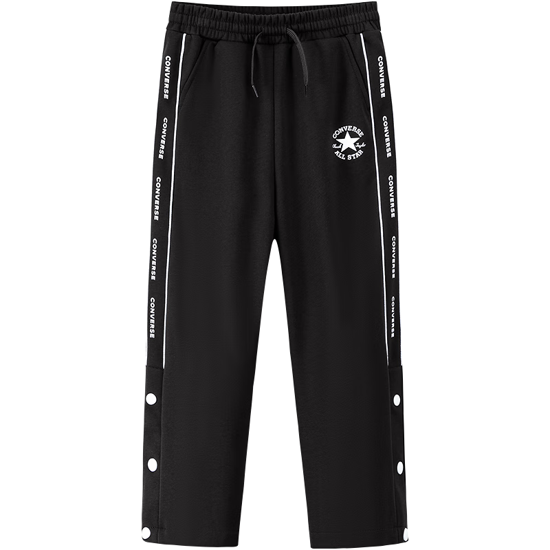 Converse匡威童装男童长裤2025冬季摇粒绒运动休闲裤直筒裤宽松保暖裤 正黑色 150 /63 【身高140-152cm】