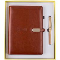 智美环球 A5无线充电记事本充电宝笔记本子商务伴手 企业年会礼盒套装 送纪念 TNW0131 咖啡色