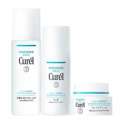 珂润 Curel）保湿水乳霜套装(3号水+乳液+面霜)补水护肤品套装男女生日礼物