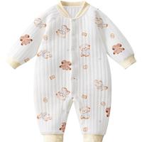 婴儿衣服秋冬夹棉宝宝满月幼儿男女孩纯棉外出服加厚连体哈衣