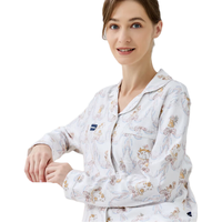 DOMIAMIA月子服产妇宽松大码睡衣秋冬家居服套装两件套 全棉套装-瑞娜花缦(不含哺乳口) XL【140-160斤】