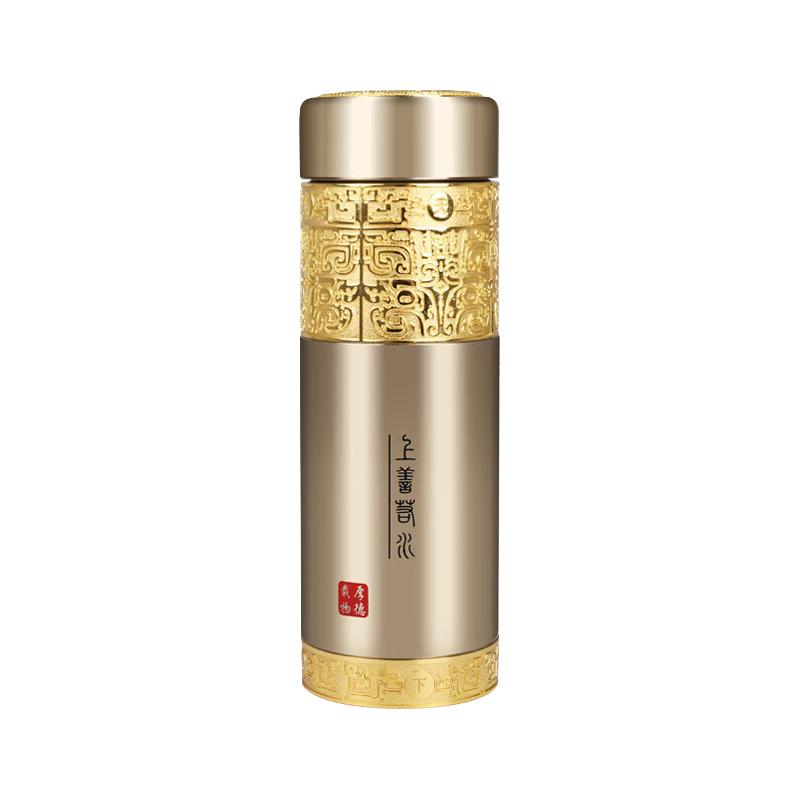 千福鸟鎏银内胆保温茶杯银双层保温水杯盒 亮金款 鎏银内胆礼盒