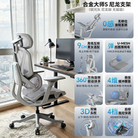 乐瓦ENOVA合金大师人体工学椅子家用舒适久坐办公椅电竞电脑座椅 银河灰【S版】【U-MESH网布+4档快调底盘+360度5D扶手+尼龙脚】
