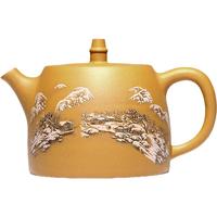 桌匠铸宜兴原矿黄金段泥紫砂壶全手工彩绘汉铎500毫升大容量泡茶壶家用 黄金段泥 500ml