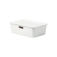 茶花 CHAHUA心造杂物桌面收纳盒零食储物塑料化妆品家用整理盒宿舍储物盒 【9L-灰白色】39*27*12.3cm