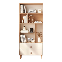 林氏家居书柜北欧实木脚书架落地靠墙储物柜收纳柜子 MQ4X-A 0.8m书柜 【原木色+白】MQ4X-A 0.8m书柜
