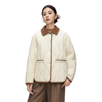 女式翻领菱格设计2024年轻薄时尚休闲保暖通勤羽绒服女士