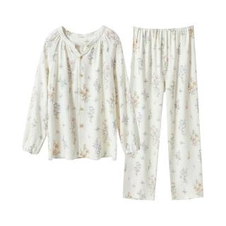 嫚熙 弹力丝麻棉 绮幻花信胸垫款吊带哺乳三件套 家居服