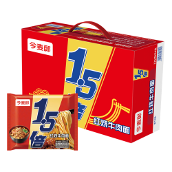今麦郎 方便面泡面袋装 1.5倍速食宵夜红烧牛肉味 整箱批发125g*24袋