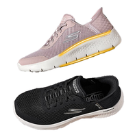 斯凯奇Skechers健步鞋一脚蹬休闲健步男女同款舒适透气124836 全黑色/BBK(女) 35.5