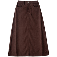 無印良品 MUJI 女式 灯芯绒 A字裙 长半身裙女冬季款裙子 美拉德BE09CC3A 深棕色 S (155/62A)