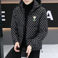 冬季男装2025棉衣冬季男士加厚连帽保暖棉袄青年时尚印花棉服外套