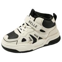 百丽童鞋儿童棉鞋男童加绒运动鞋2024秋冬时尚女童高帮板鞋宝宝鞋 神秘黑-DE4543 34码 脚长21.1-21.6cm