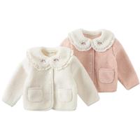戴维贝拉童装女童羊羔毛外套2024秋冬上衣儿童宝宝衣服洋气
